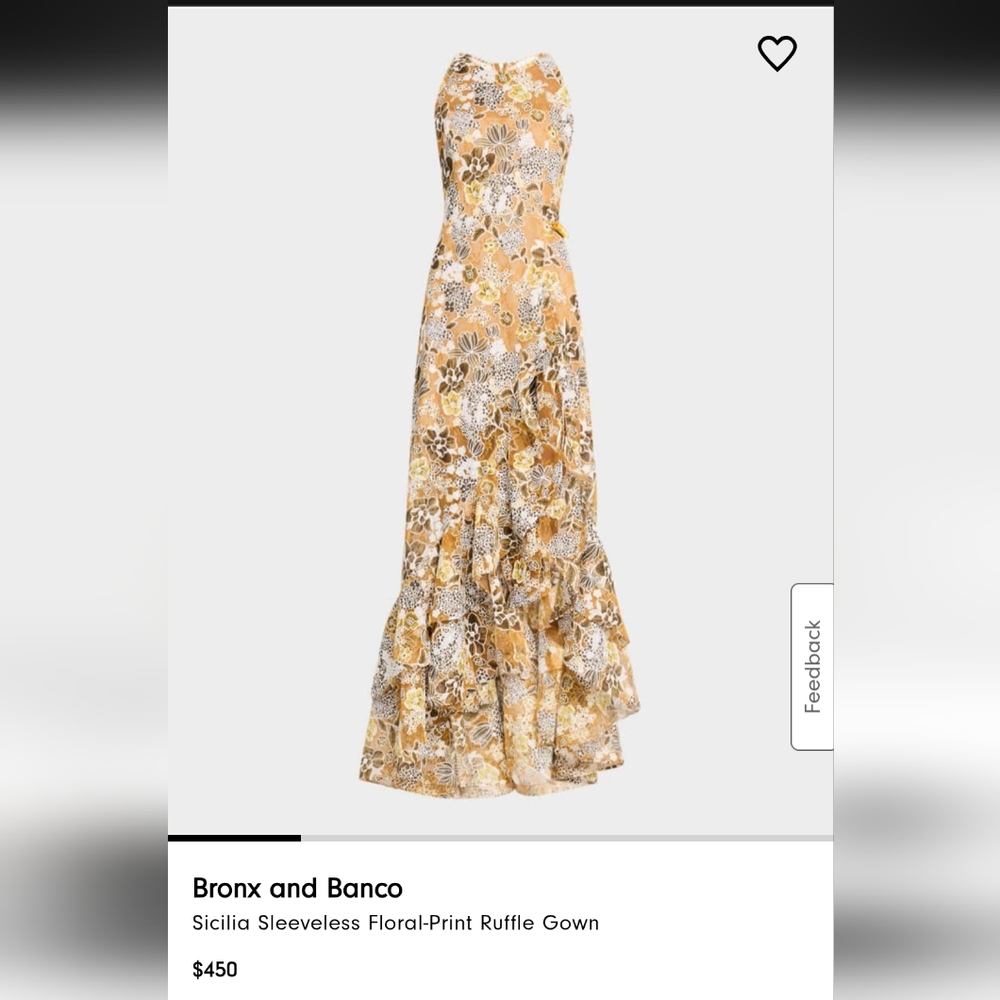 BRONX & BANCO Sicilia Dress Floral Ruffle Embroidered Maxi Yellow